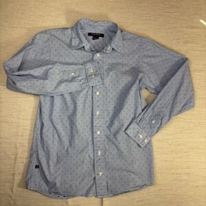 Brooks Brothers Fleece Boys Large Blue White Striped Polka Dot Button Down Shirt